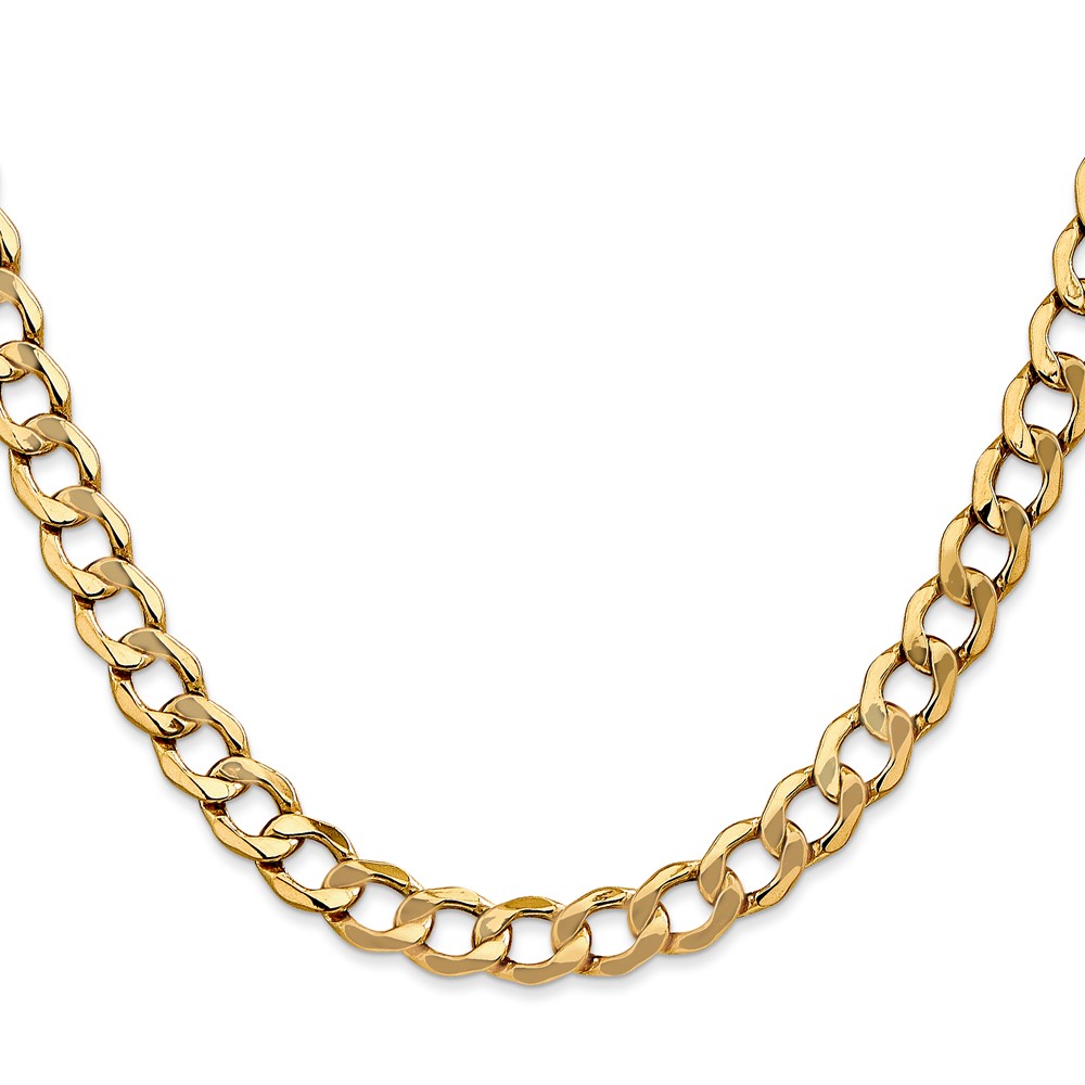 14K 18 inch 7mm Semi-Solid Curb with Lobster Clasp Chain (BC110-18)