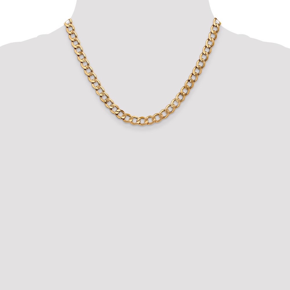 14K 18 inch 7mm Semi-Solid Curb with Lobster Clasp Chain (BC110-18)