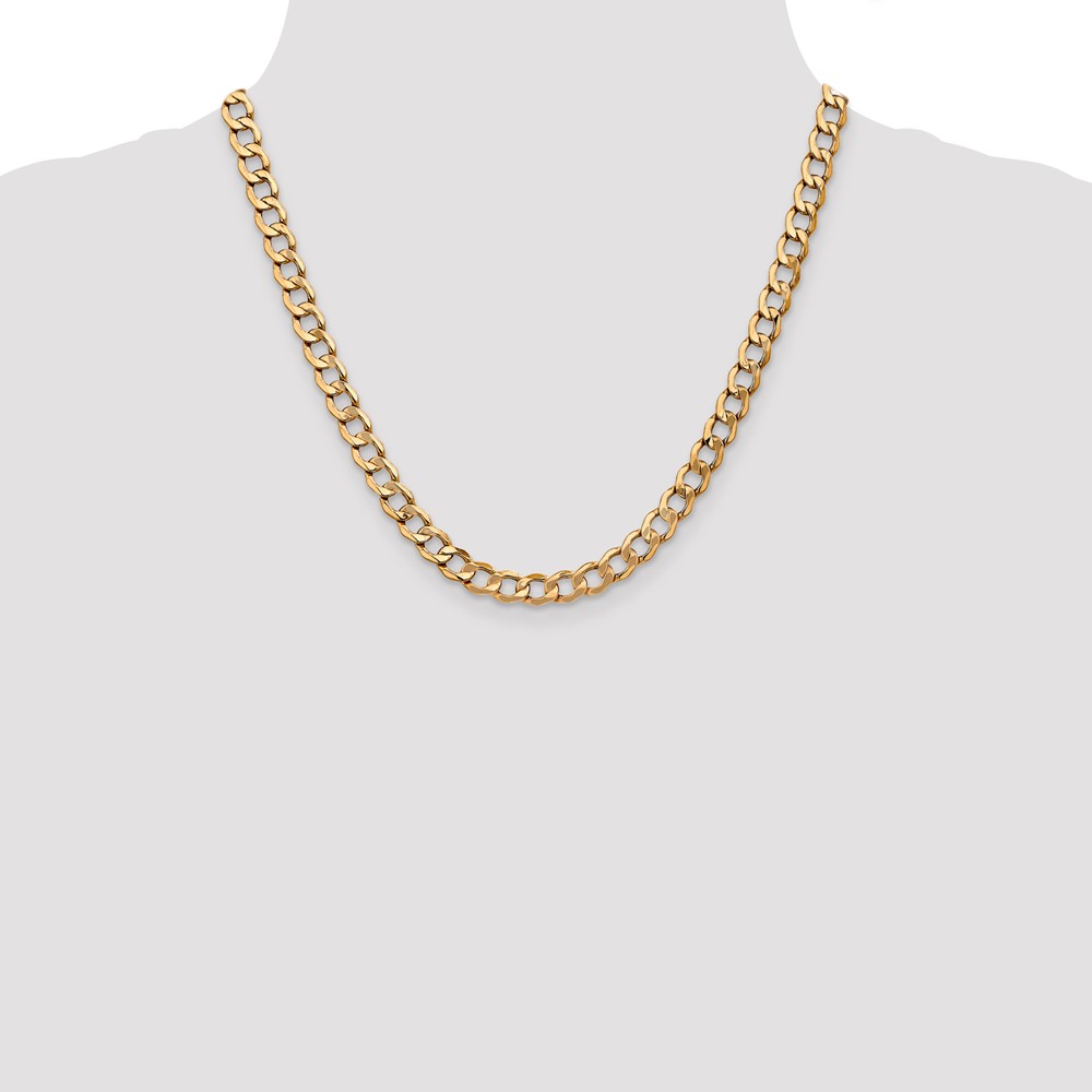 14K 20 inch 7mm Semi-Solid Curb with Lobster Clasp Chain (BC110-20)
