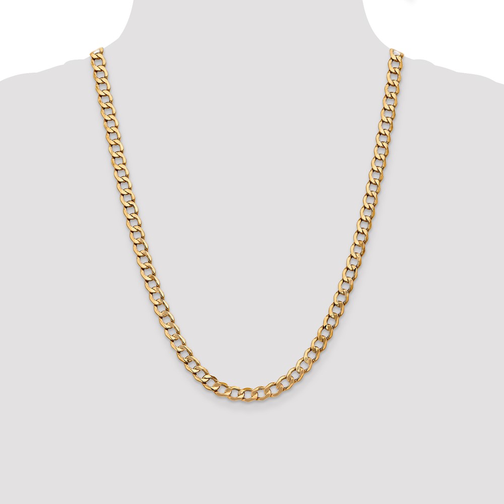14K 24 inch 7mm Semi-Solid Curb with Lobster Clasp Chain (BC110-24)