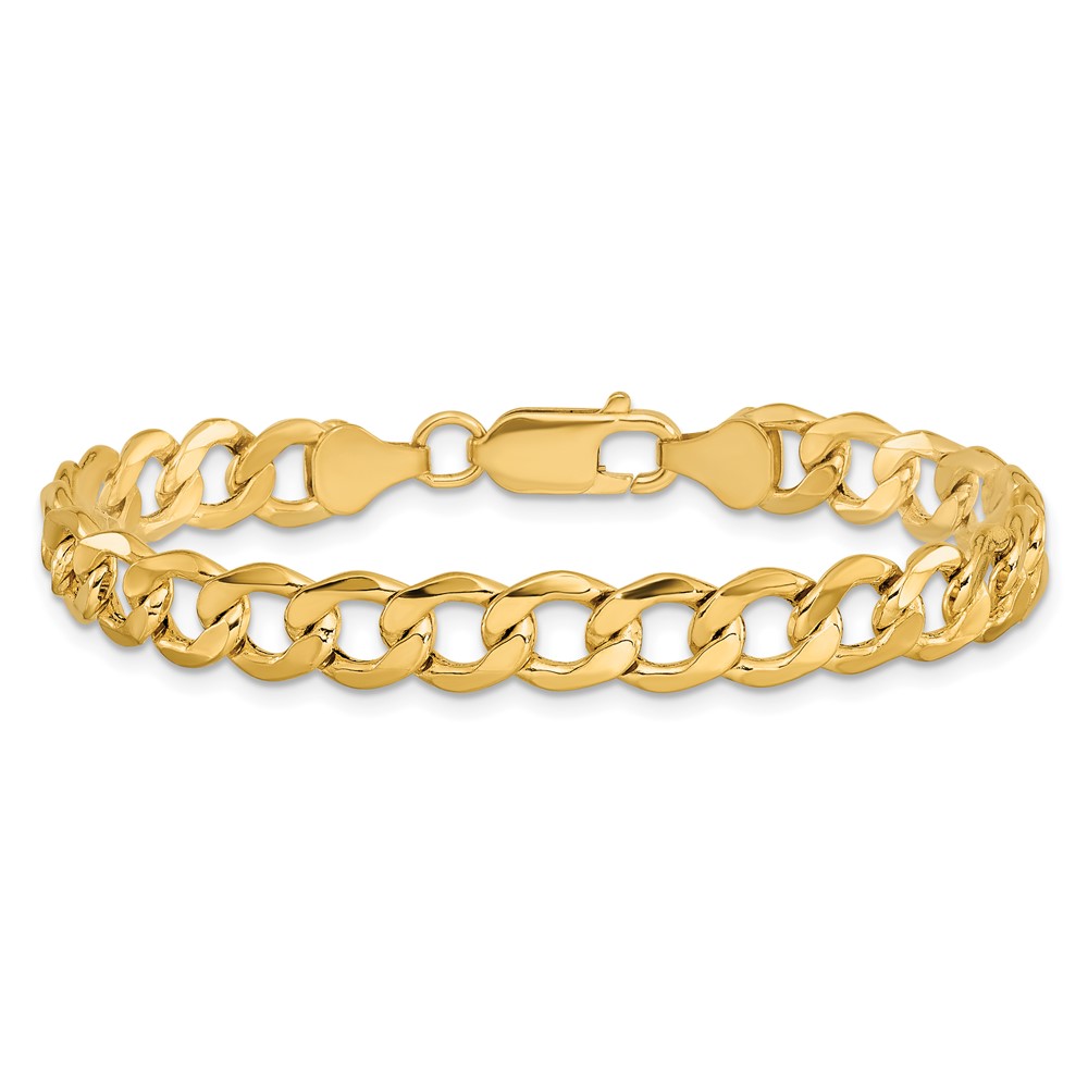 14K 7 inch 7mm Semi-Solid Curb with Lobster Clasp Bracelet (BC110-7)