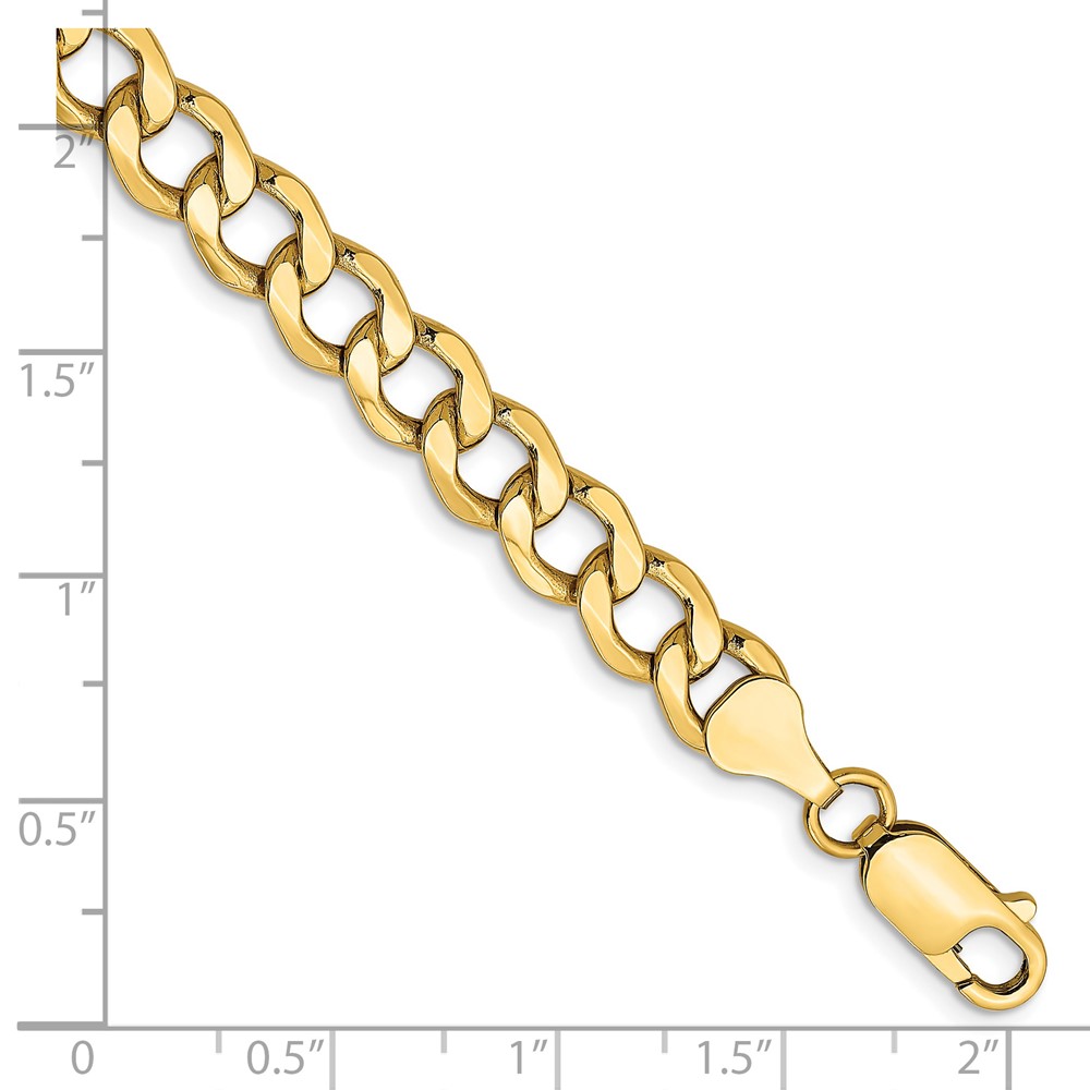 14K 7 inch 7mm Semi-Solid Curb with Lobster Clasp Bracelet (BC110-7)