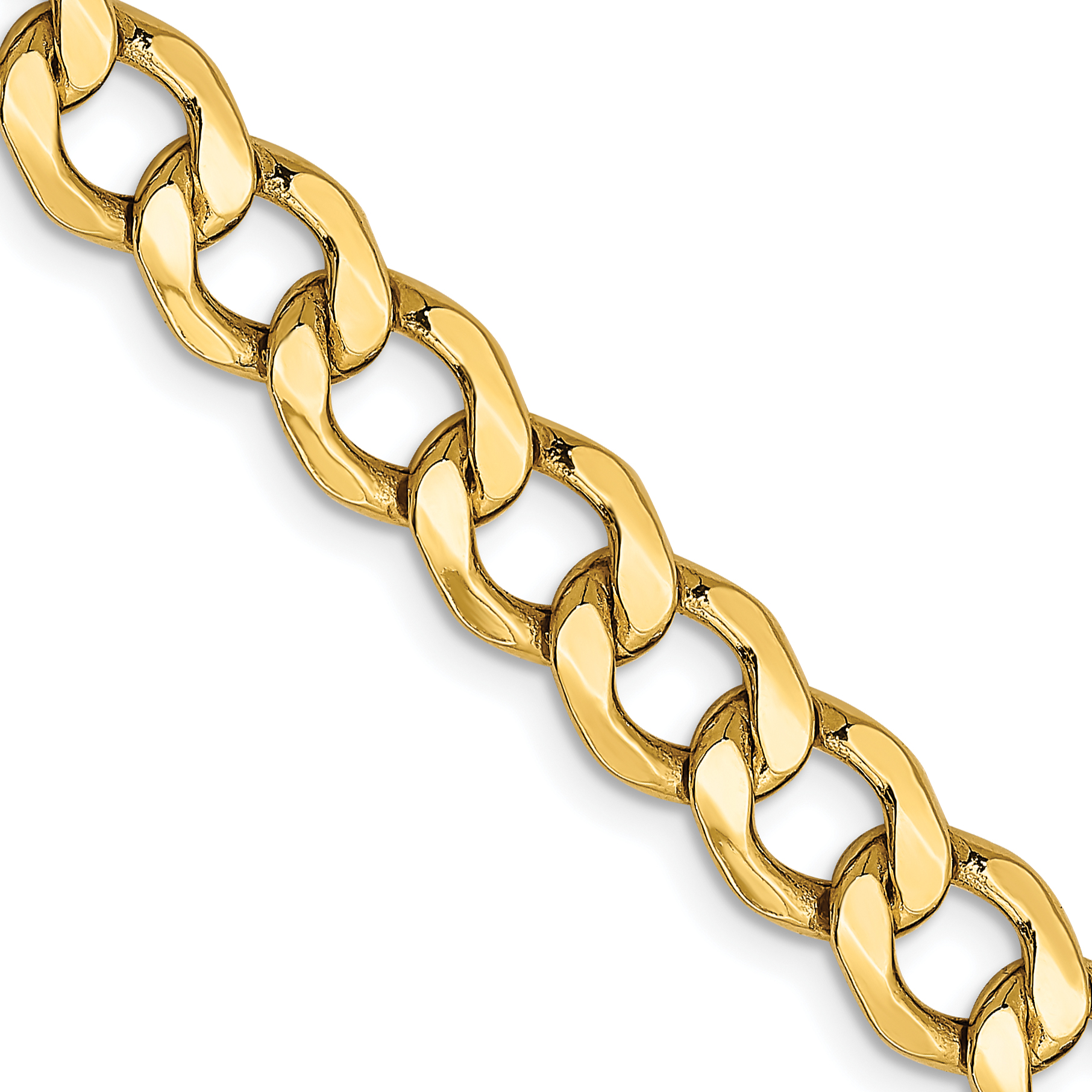 14K 18 inch 7mm Semi-Solid Curb with Lobster Clasp Chain (BC110-18)