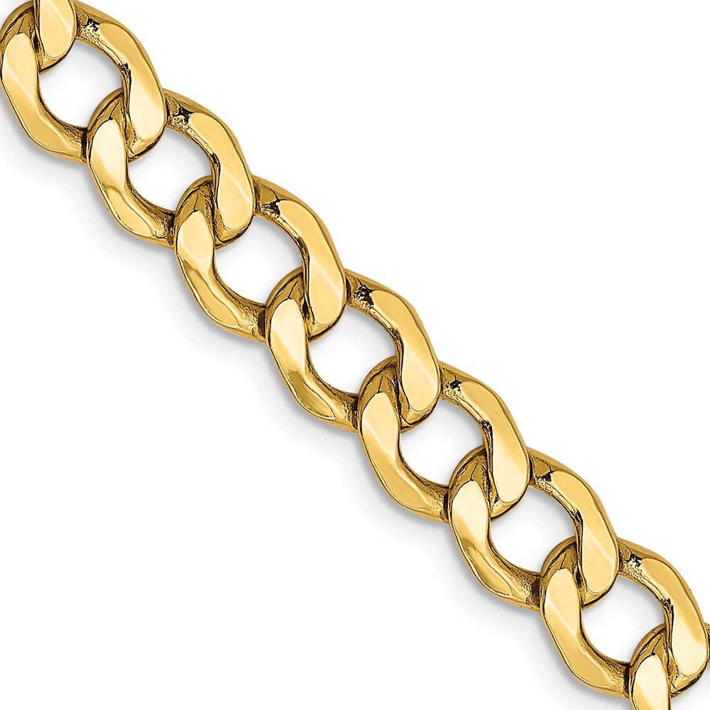 14K 18 inch 7mm Semi-Solid Curb with Lobster Clasp Chain (BC110-18)