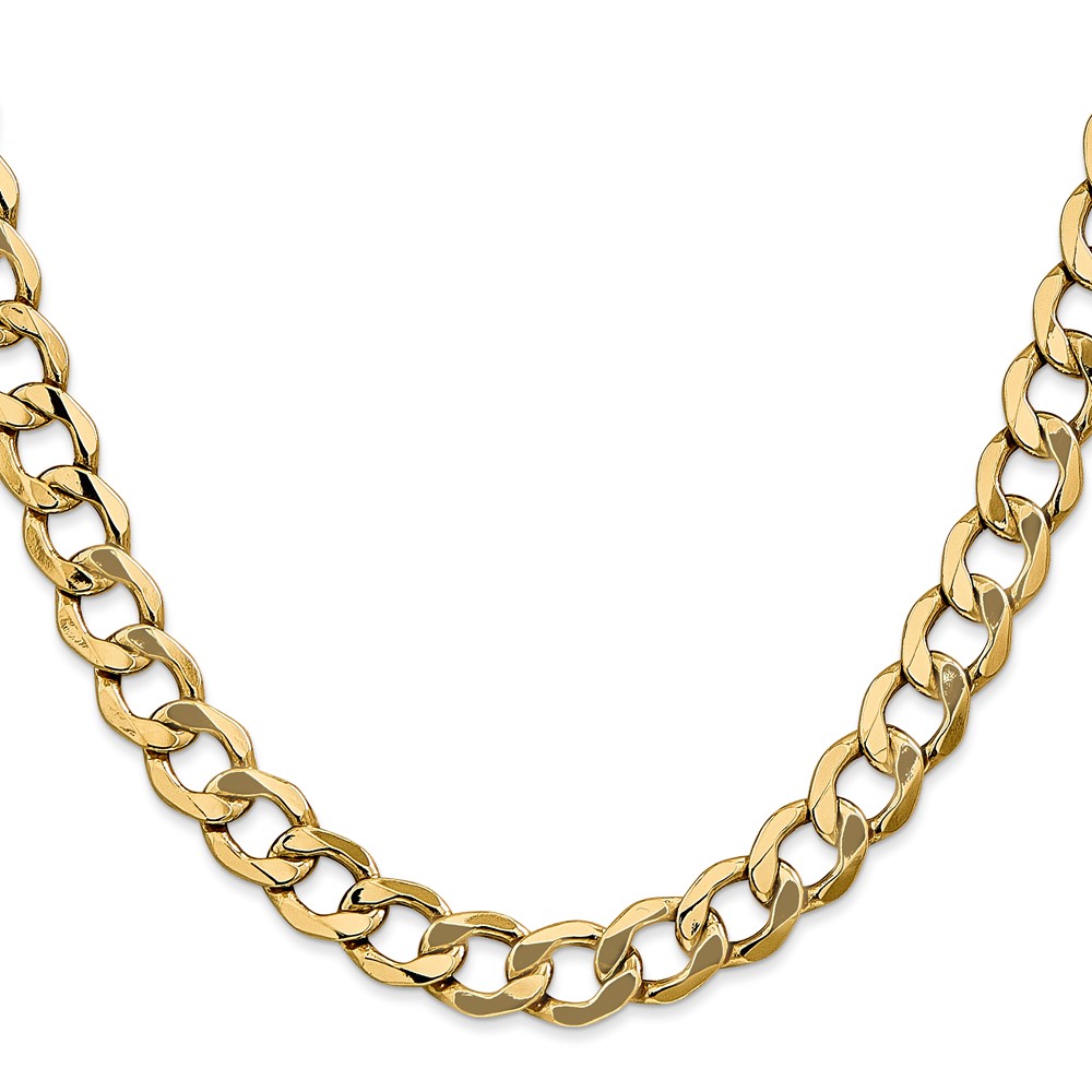 14K 18 inch 9mm Semi-Solid Curb with Lobster Clasp Chain (BC111-18)