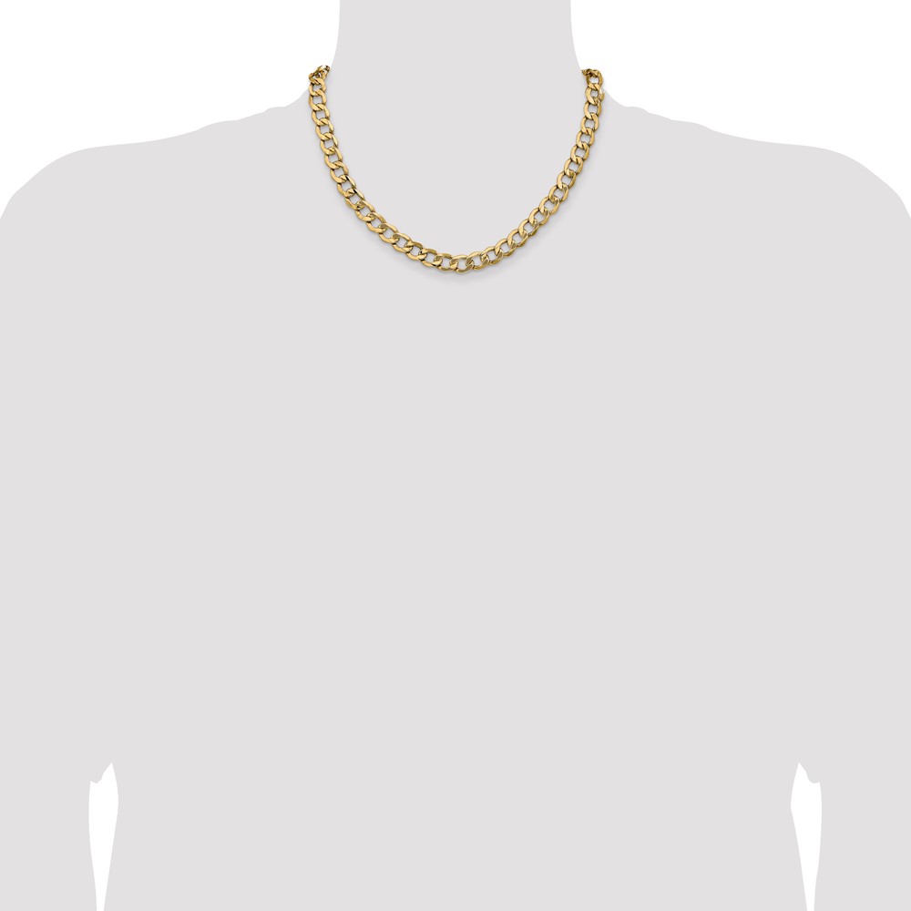 14K 18 inch 9mm Semi-Solid Curb with Lobster Clasp Chain (BC111-18)
