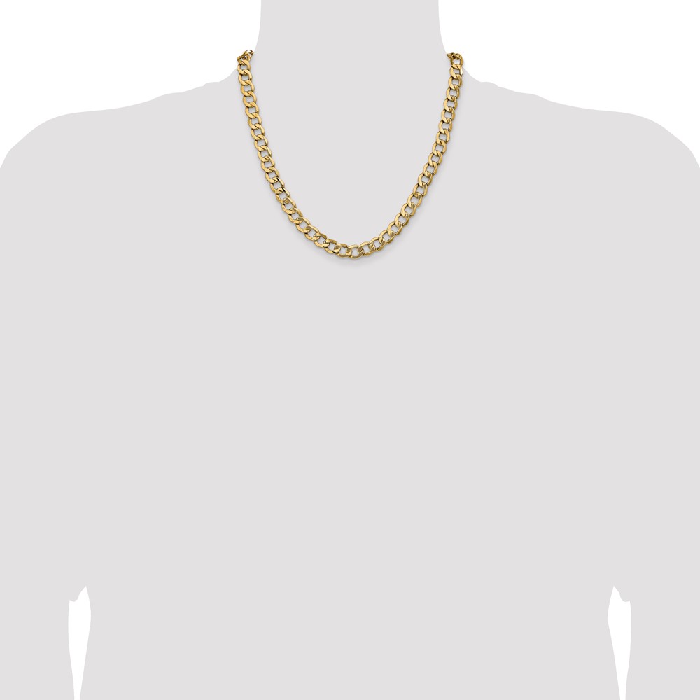 14K 20 inch 9mm Semi-Solid Curb with Lobster Clasp Chain (BC111-20)