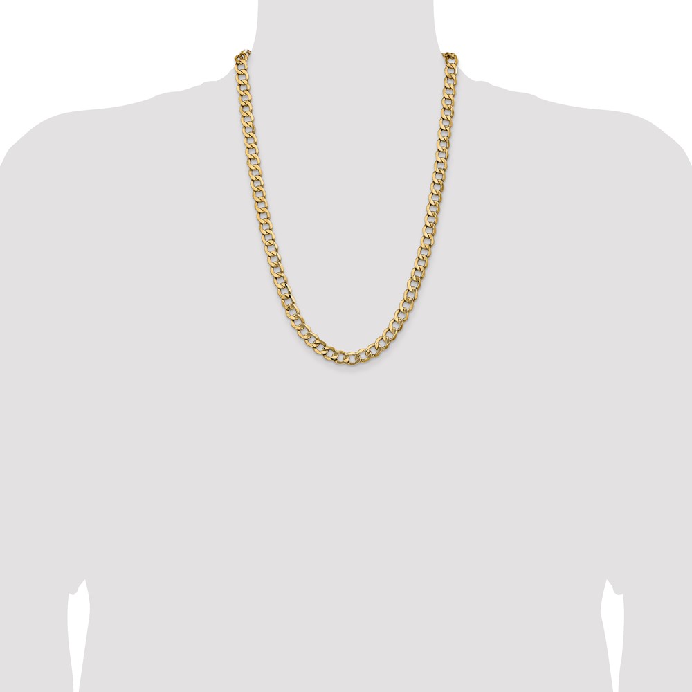 14K 24 inch 9mm Semi-Solid Curb with Lobster Clasp Chain (BC111-24)