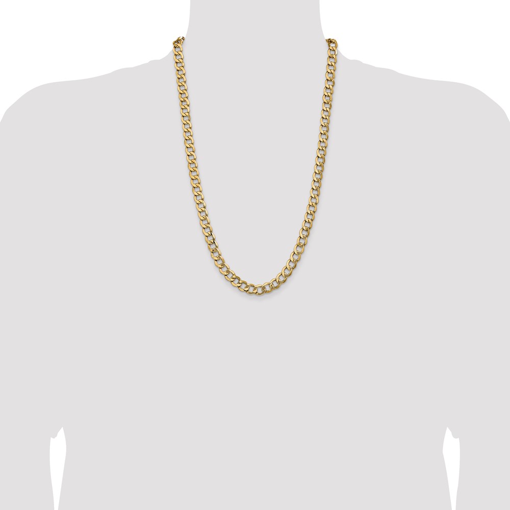 14K 26 inch 9mm Semi-Solid Curb with Lobster Clasp Chain (BC111-26)