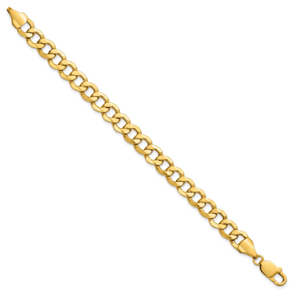 14K 7 inch 9mm Semi-Solid Curb with Lobster Clasp Bracelet (BC111-7)