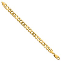 14K 9mm Yellow Gold Semi-Solid Curb Bracelet with Lobster Clasp - 8in view 2
