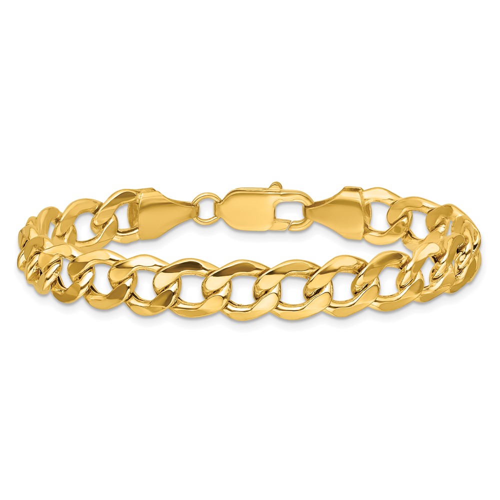 14K 7 inch 9mm Semi-Solid Curb with Lobster Clasp Bracelet (BC111-7)