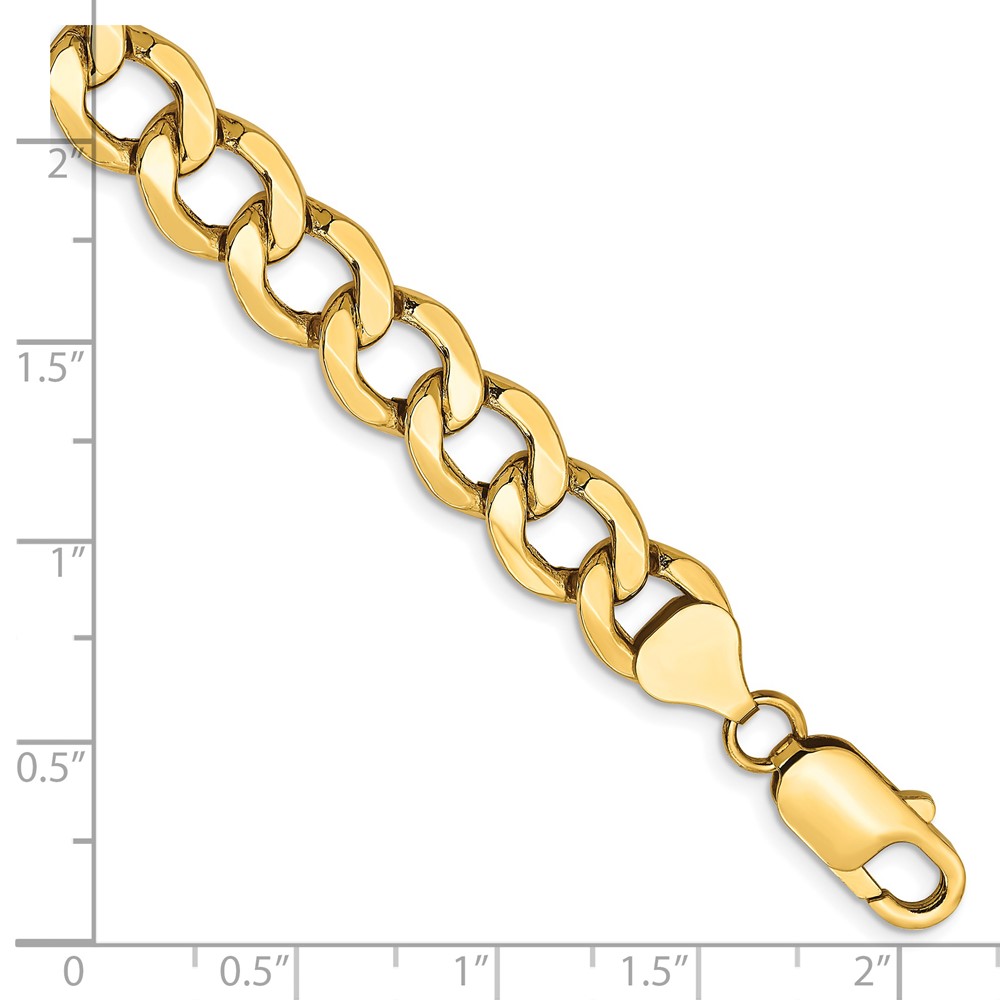 14K 7 inch 9mm Semi-Solid Curb with Lobster Clasp Bracelet (BC111-7)