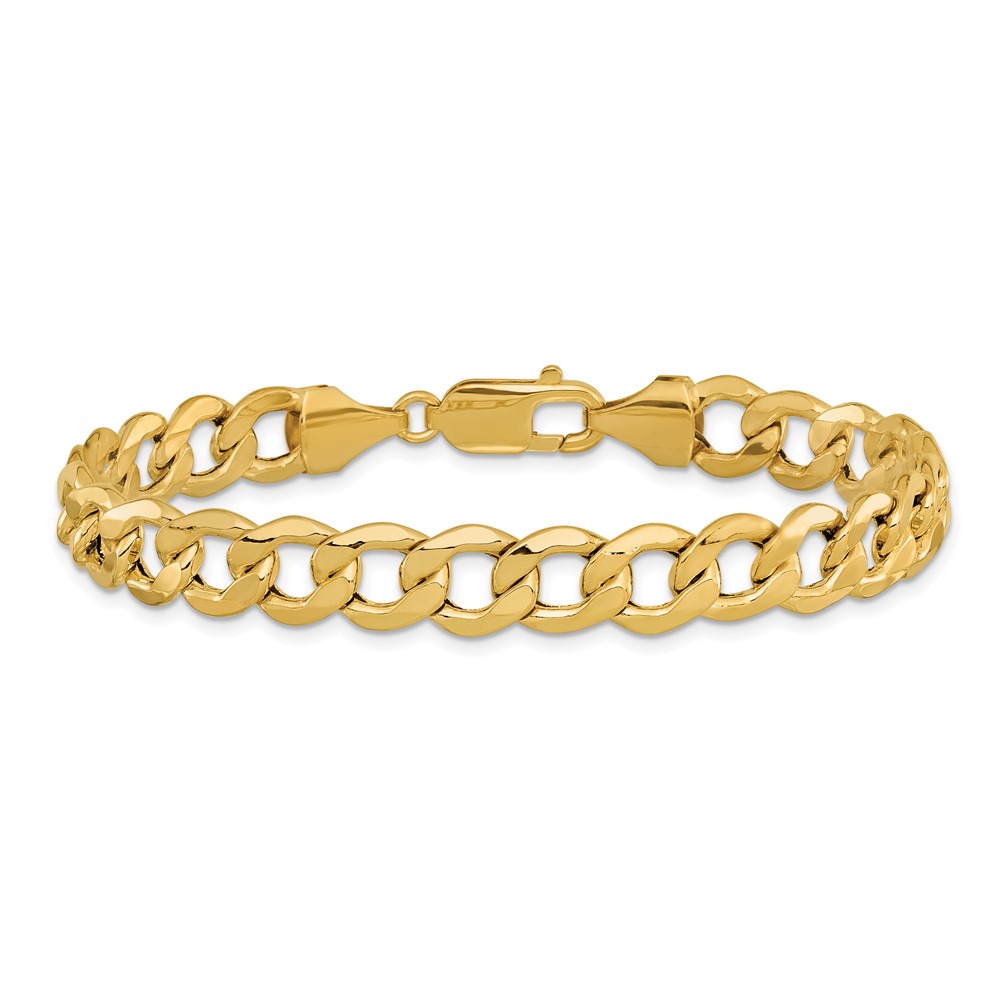 14K 8 inch 9mm Semi-Solid Curb with Lobster Clasp Bracelet (BC111-8)