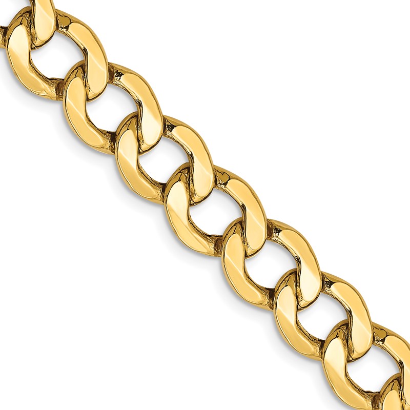 14K 20 inch 9mm Semi-Solid Curb with Lobster Clasp Chain