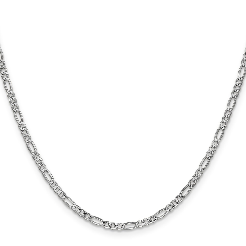 14K White Gold 24 inch 2.5mm Semi-Solid Figaro with Lobster Clasp Chain (BC119-24)