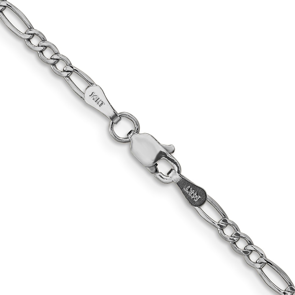 14K White Gold 24 inch 2.5mm Semi-Solid Figaro with Lobster Clasp Chain (BC119-24)