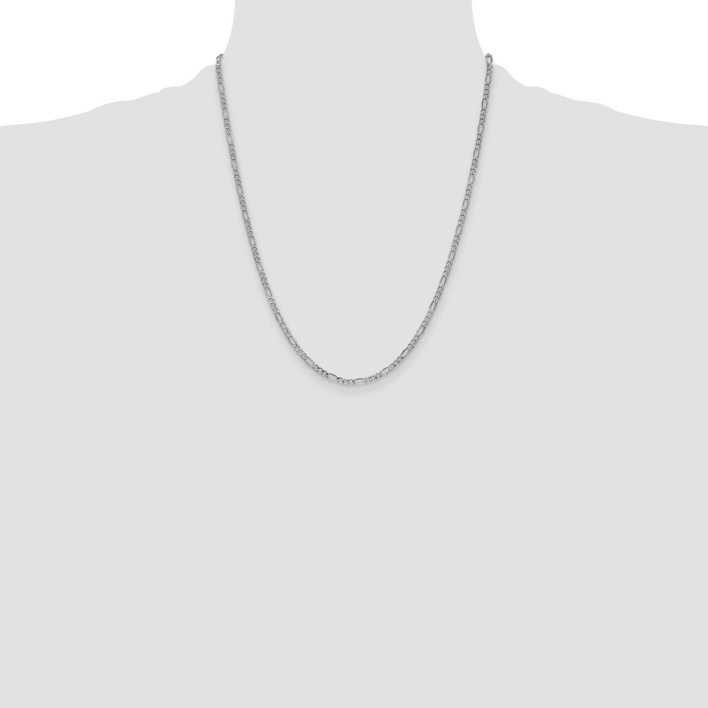 14K White Gold 22 inch 2.5mm Semi-Solid Figaro with Lobster Clasp Chain (BC119-22)