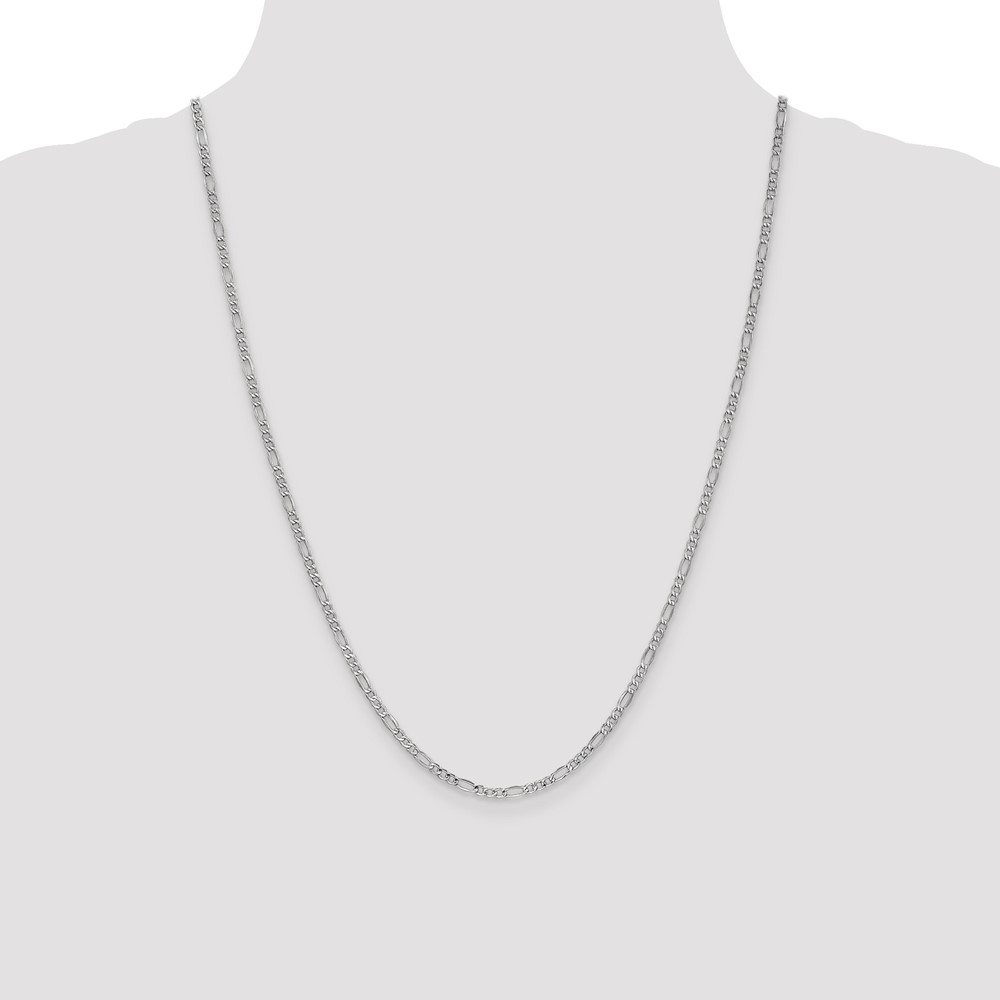 14K White Gold 24 inch 2.5mm Semi-Solid Figaro with Lobster Clasp Chain (BC119-24)