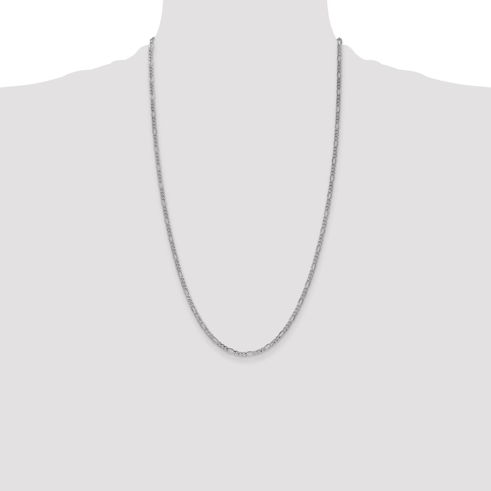 14K White Gold 26 inch 2.5mm Semi-Solid Figaro with Lobster Clasp Chain (BC119-26)