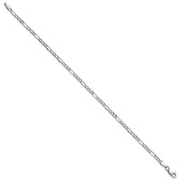 14K White Gold 2.5mm Semi-Solid Figaro Bracelet with Lobster Clasp - 7in view 2