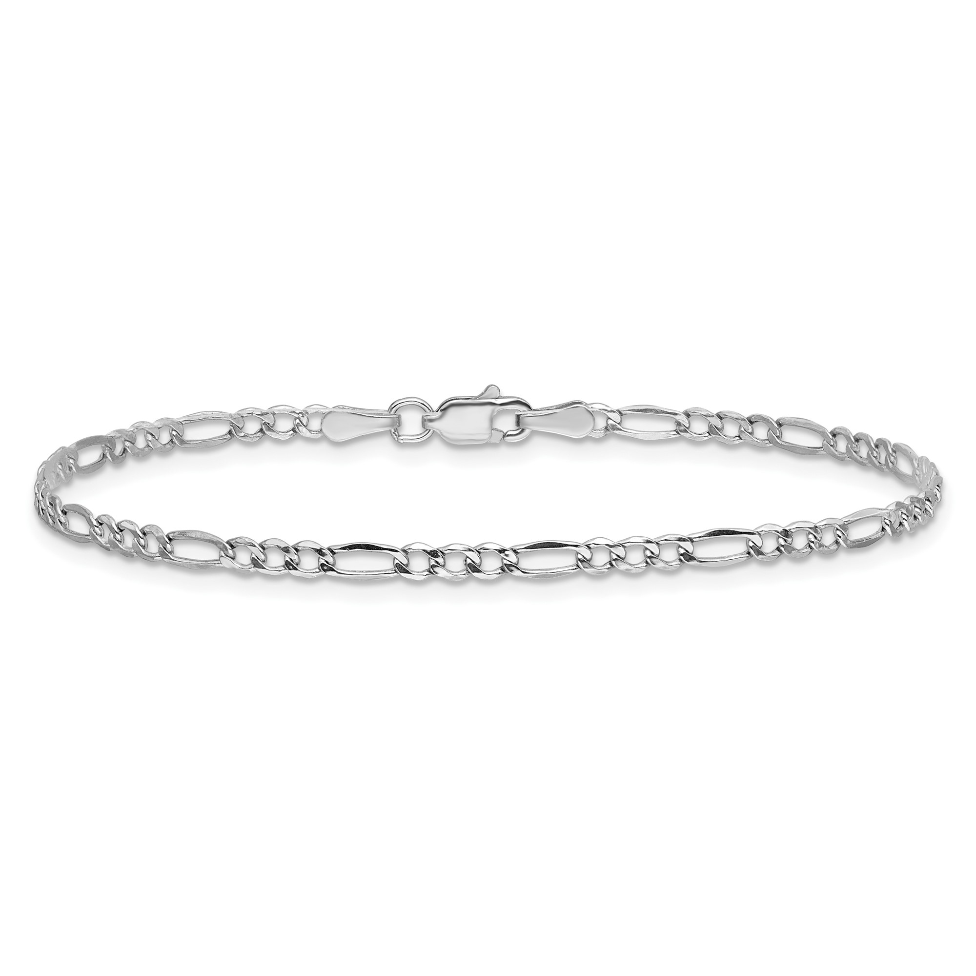 14K White Gold 2.5-5.75mm Figaro Chain Necklace 8-26 Inch Mens Womens