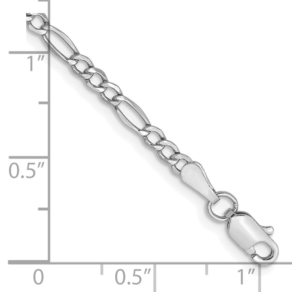 14K White Gold 9 inch 2.5mm Semi-Solid Figaro with Lobster Clasp Chain (BC119-9)
