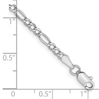 14K White Gold 2.5mm Semi-Solid Figaro Bracelet with Lobster Clasp - 7in view 3