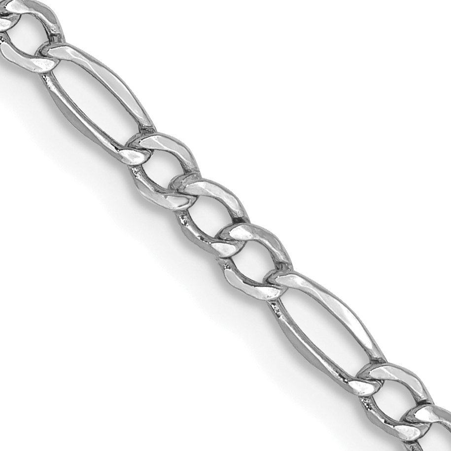 14K White Gold 26 inch 2.5mm Semi-Solid Figaro with Lobster Clasp Chain (BC119-26)