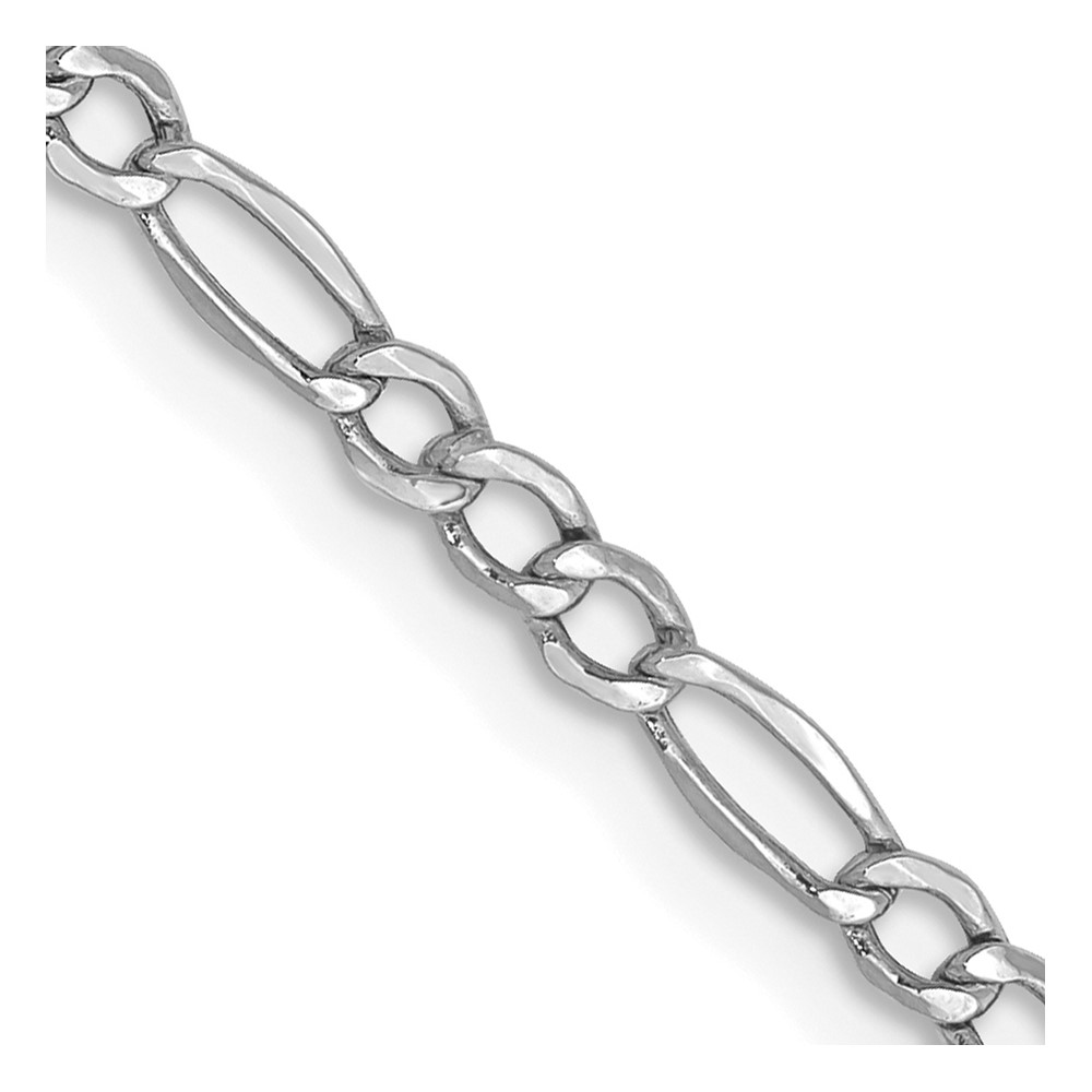 14K White Gold 26 inch 2.5mm Semi-Solid Figaro with Lobster Clasp Chain (BC119-26)
