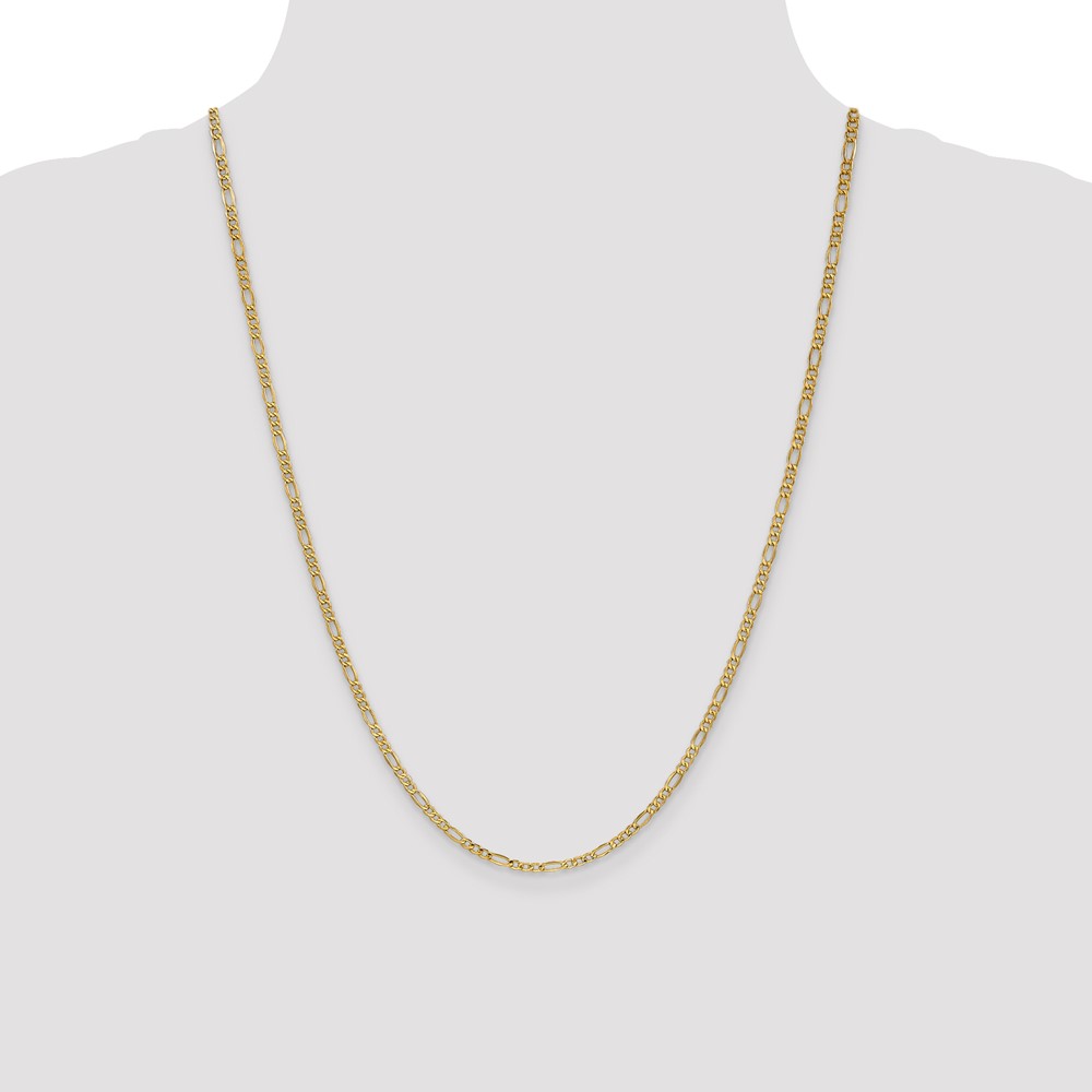 14K 24 inch 2.5mm Semi-Solid Figaro with Lobster Clasp Chain (BC120-24)