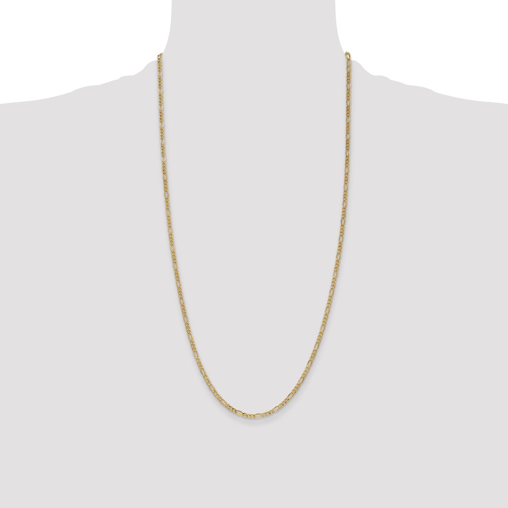 14K 28 inch 2.5mm Semi-Solid Figaro with Lobster Clasp Chain (BC120-28)