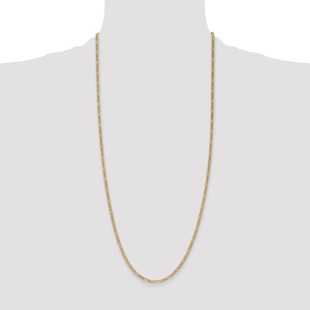 14K 30 inch 2.5mm Semi-Solid Figaro with Lobster Clasp Chain (BC120-30)
