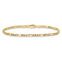 14K 2.5mm Yellow Gold Semi-Solid Figaro Bracelet with Lobster Clasp - 7in view 4