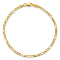 14K 2.5mm Yellow Gold Semi-Solid Figaro Bracelet with Lobster Clasp - 7in view 5