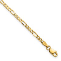 14K 2.5mm Yellow Gold Semi-Solid Figaro Bracelet with Lobster Clasp - 7in view 1