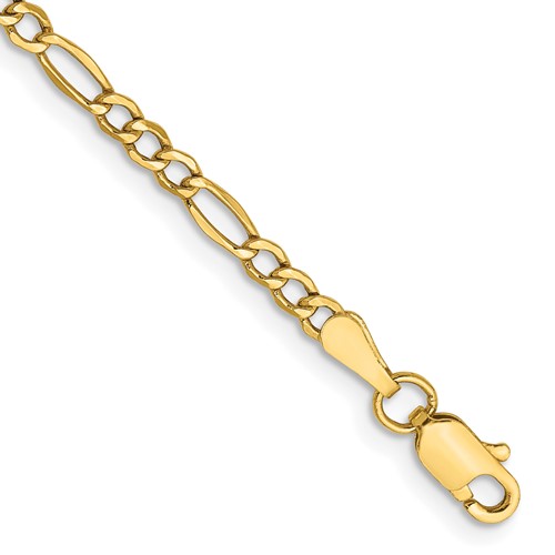14K 10 inch 2.5mm Semi-Solid Figaro with Lobster Clasp Anklet