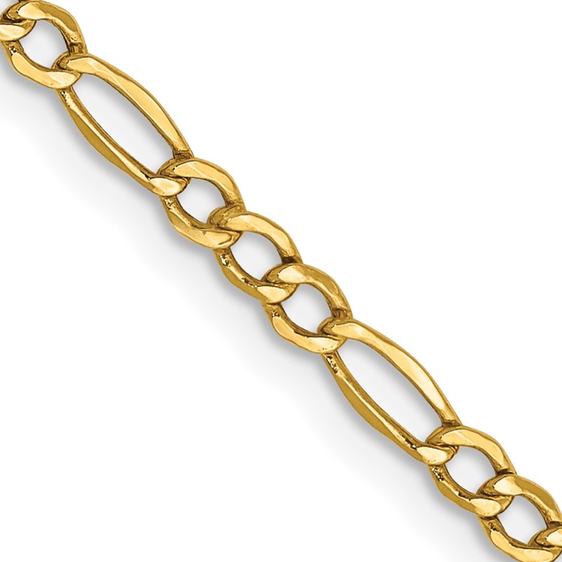 14K 16 inch 2.5mm Semi-Solid Figaro with Lobster Clasp Chain