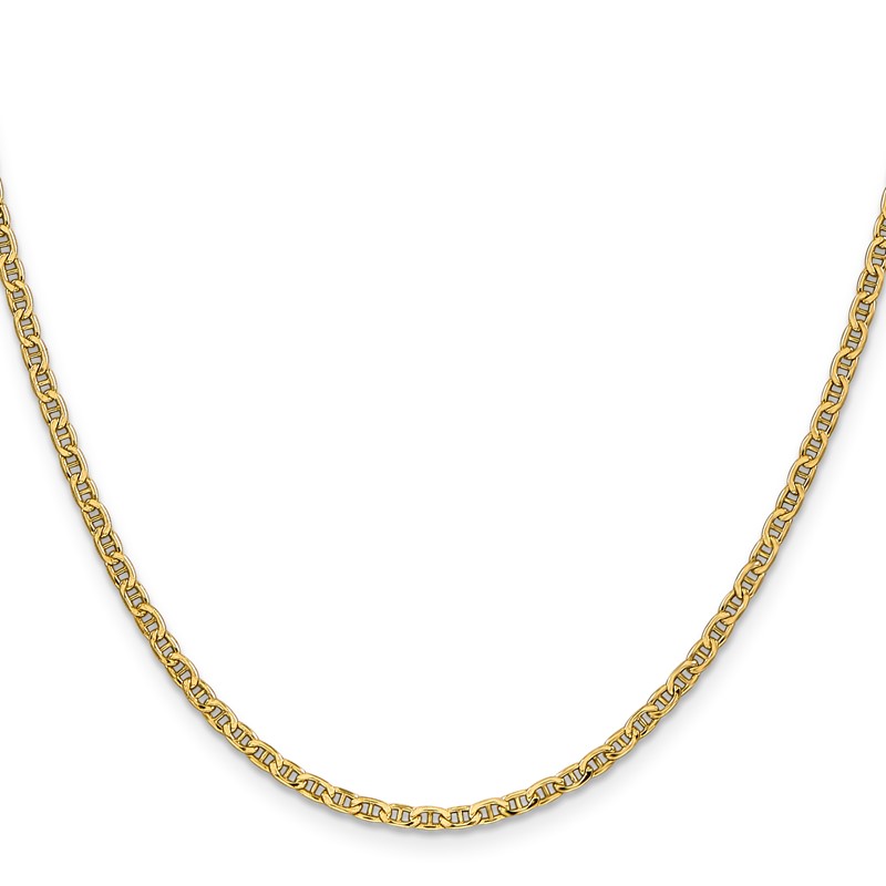 14K 22 inch 2.4mm Semi-Solid Anchor with Spring Ring Clasp Chain