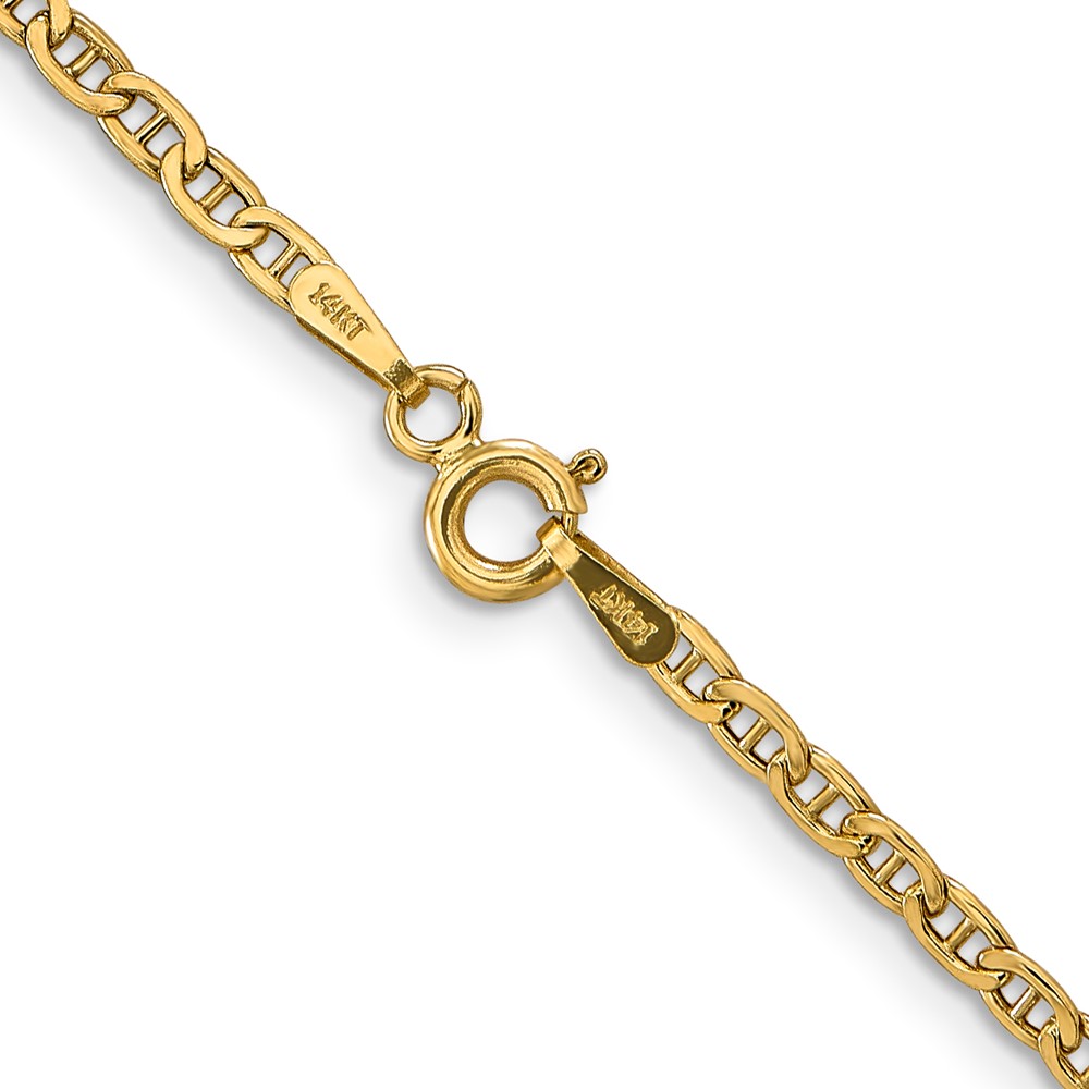 14K 22 inch 2.4mm Semi-Solid Anchor with Spring Ring Clasp Chain (BC121-22)