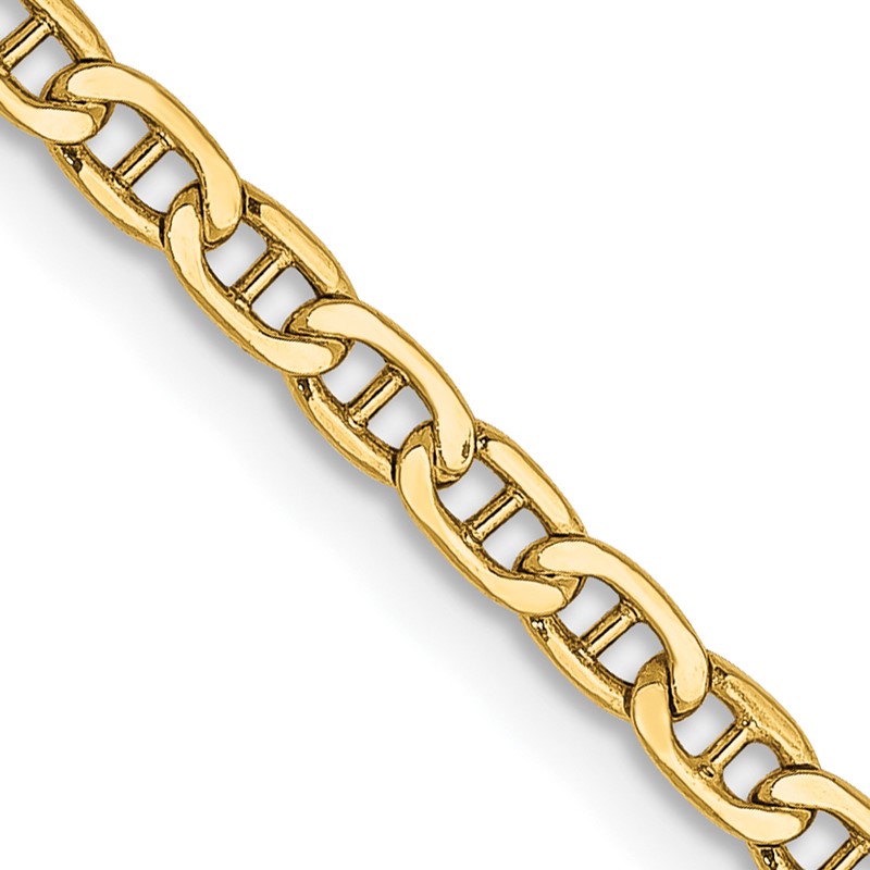 14K 22 inch 2.4mm Semi-Solid Anchor with Spring Ring Clasp Chain