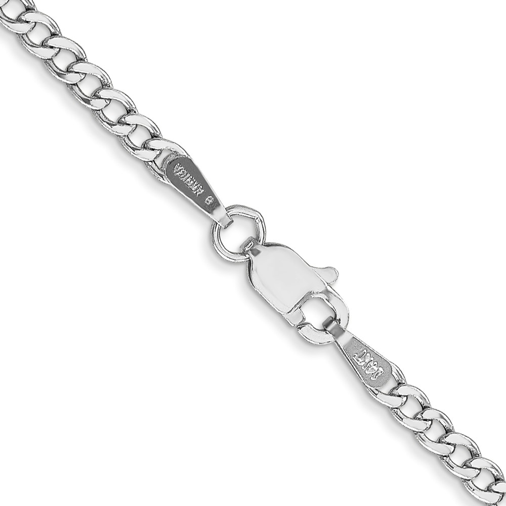 14K White Gold 24 inch 2.5mm Semi-Solid Curb with Lobster Clasp Chain (BC123-24)