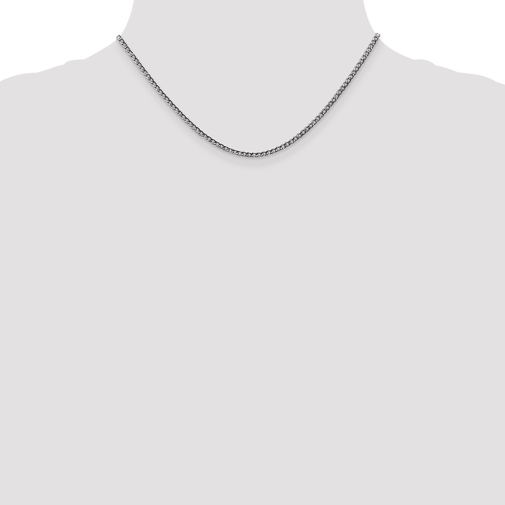 14K White Gold 16 inch 2.5mm Semi-Solid Curb with Lobster Clasp Chain (BC123-16)
