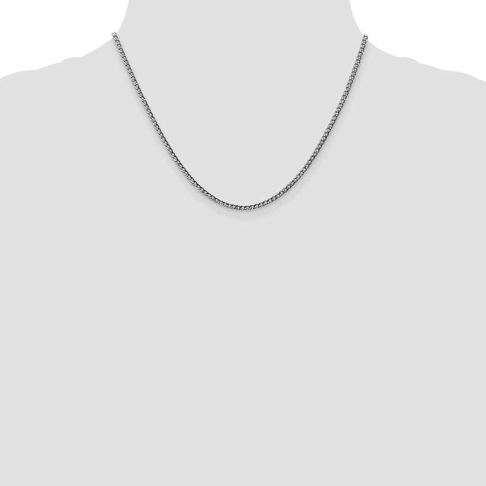 14K White Gold 18 inch 2.5mm Semi-Solid Curb with Lobster Clasp Chain (BC123-18)