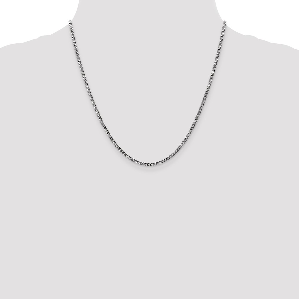 14K White Gold 20 inch 2.5mm Semi-Solid Curb with Lobster Clasp Chain (BC123-20)