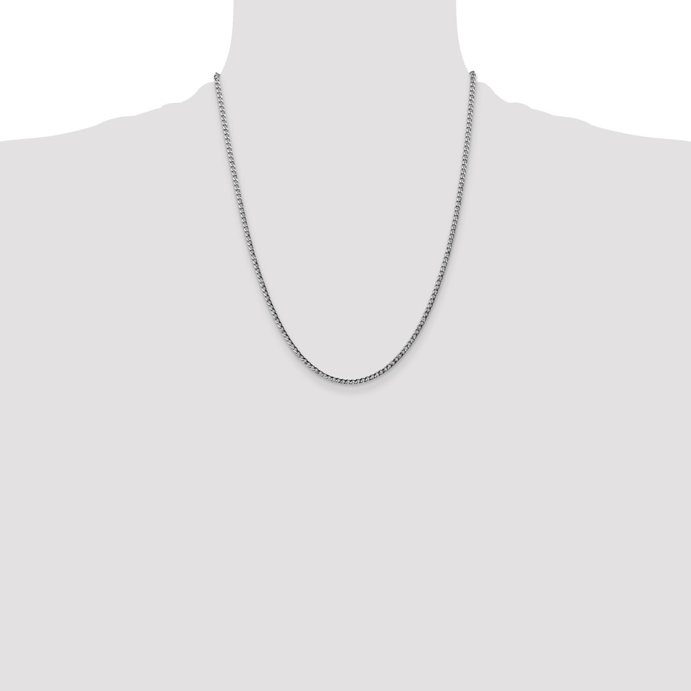 14K White Gold 22 inch 2.5mm Semi-Solid Curb with Lobster Clasp Chain (BC123-22)