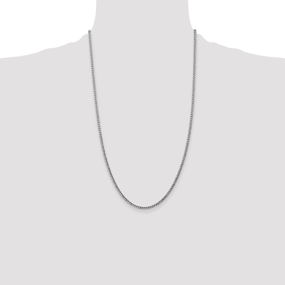 14K White Gold 26 inch 2.5mm Semi-Solid Curb with Lobster Clasp Chain (BC123-26)