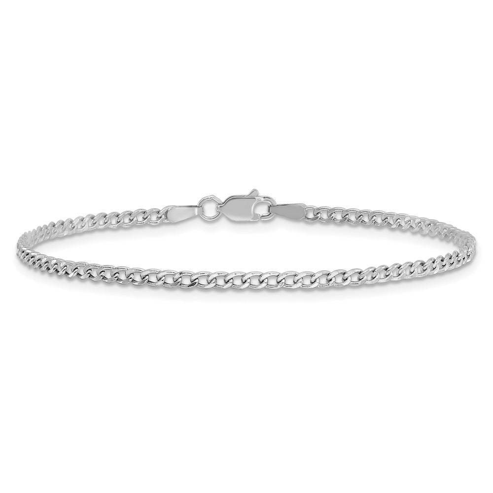 14K White Gold 10 inch 2.5mm Semi-Solid Curb with Lobster Clasp Anklet (BC123-10)