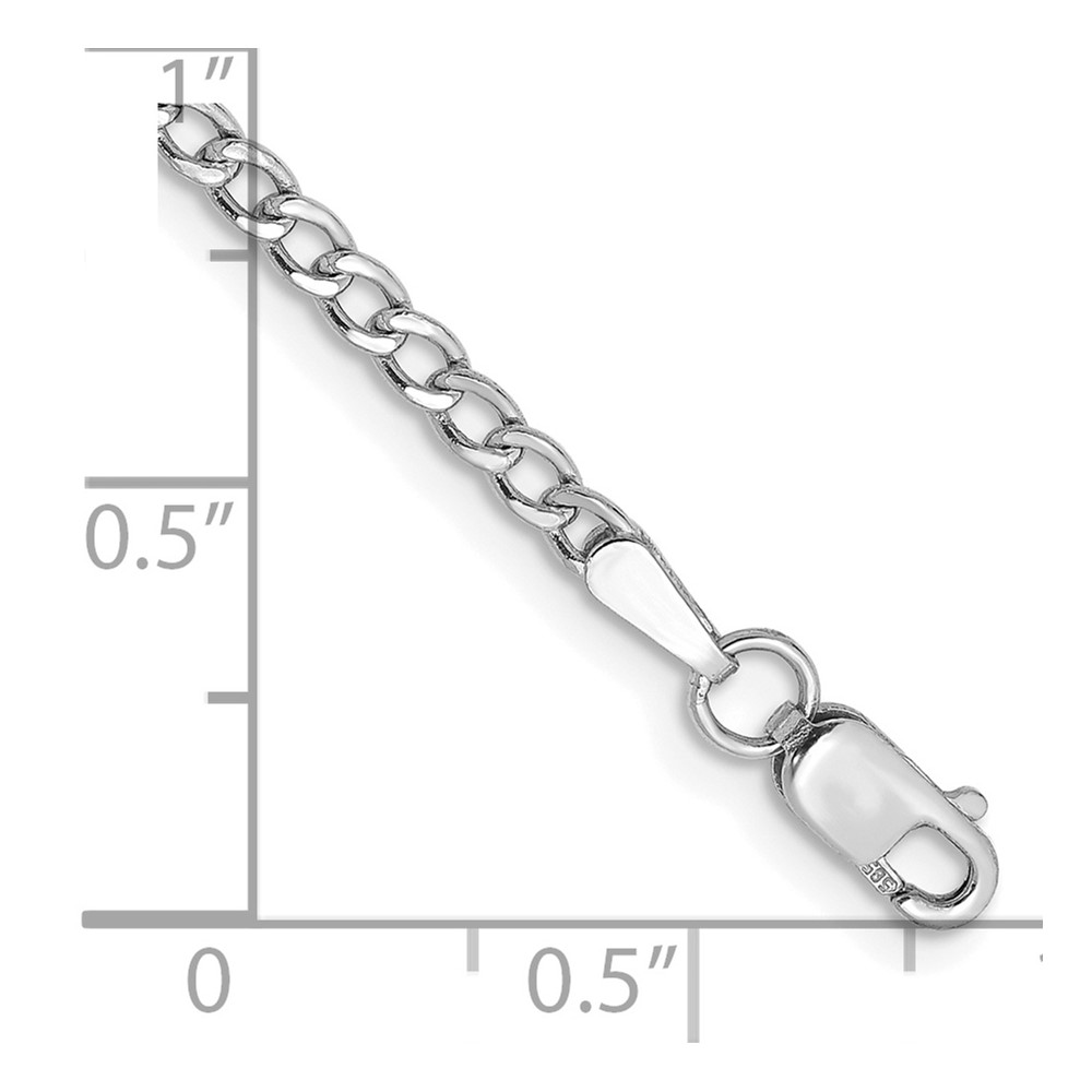 14K White Gold 10 inch 2.5mm Semi-Solid Curb with Lobster Clasp Anklet (BC123-10)