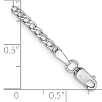 14K White Gold 2.5mm Semi-Solid Curb Bracelet with Lobster Clasp - 7in view 2